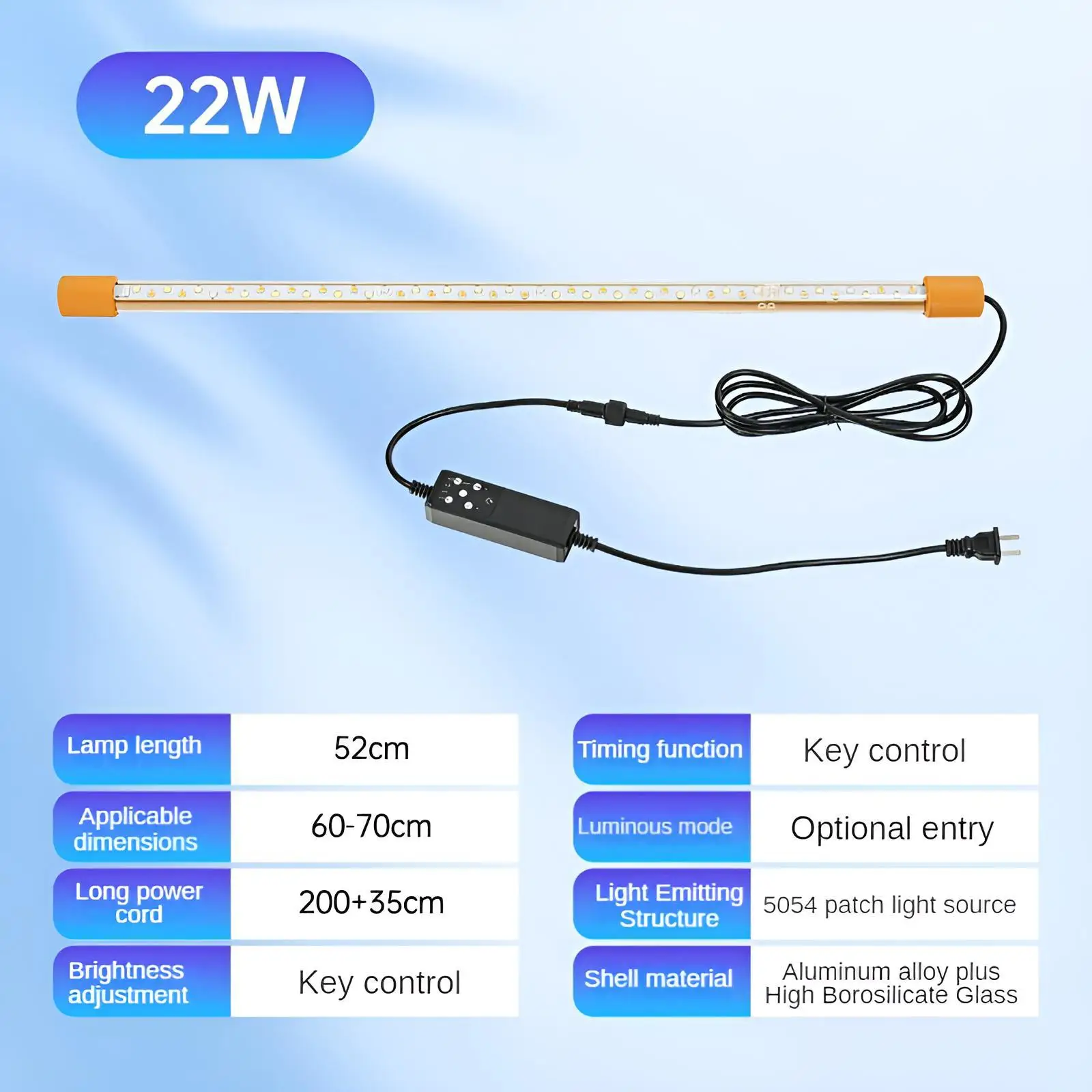 Smart Amphibious Aquarium Light 160° Wide Angle Dimmable Timer IP67 Waterproof High CRI