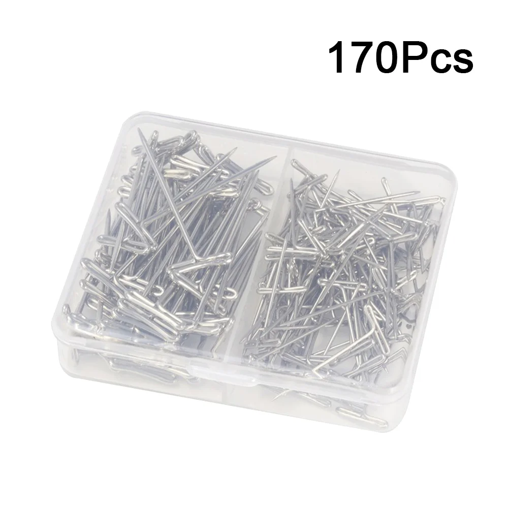 

170Pcs Metal T-Pins Set Stainless Steel Plastic Box 32mm 38mm for Sewing Blocking Tailoring Crafts Metal T-Pins