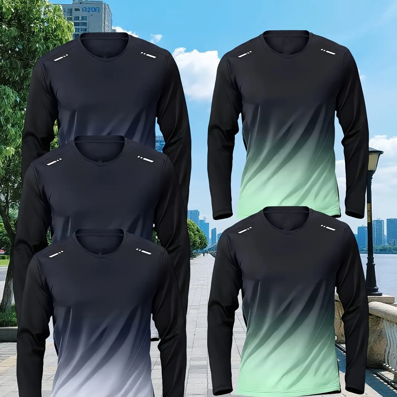Slimming long-sleeved sports T-shirt for men a breathable and casual fitness top for outdoor running training in all fourseasons 6