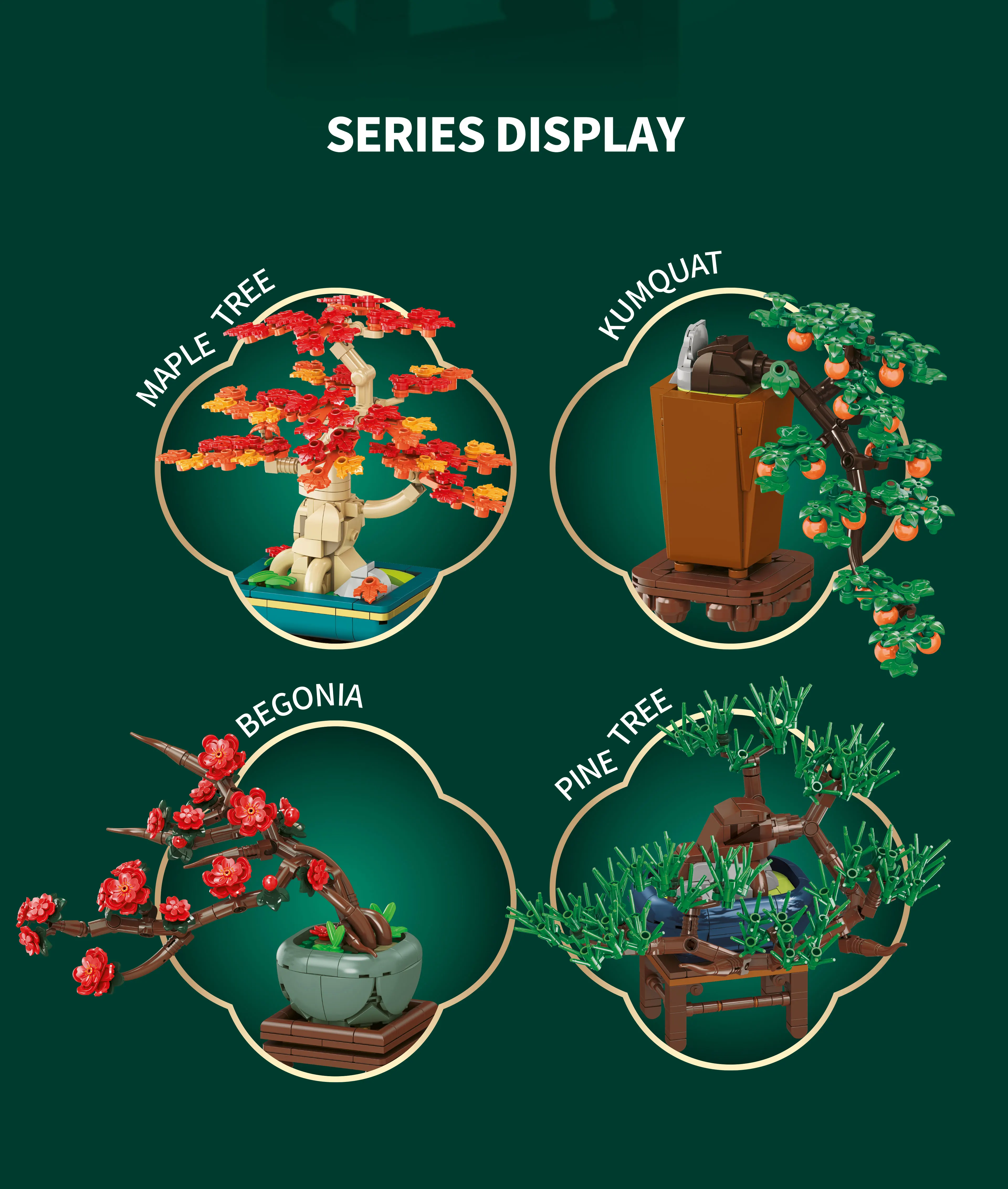 SEMBO Ewige Blumen-Bonsai-Bäume, Bausteine, MOC, Ahorn, Kumquat, Begonie, Kiefer, Topfpflanzen, Modellspielzeug, Heimdekoration, Weihnachtsgeschenk – Detail 9