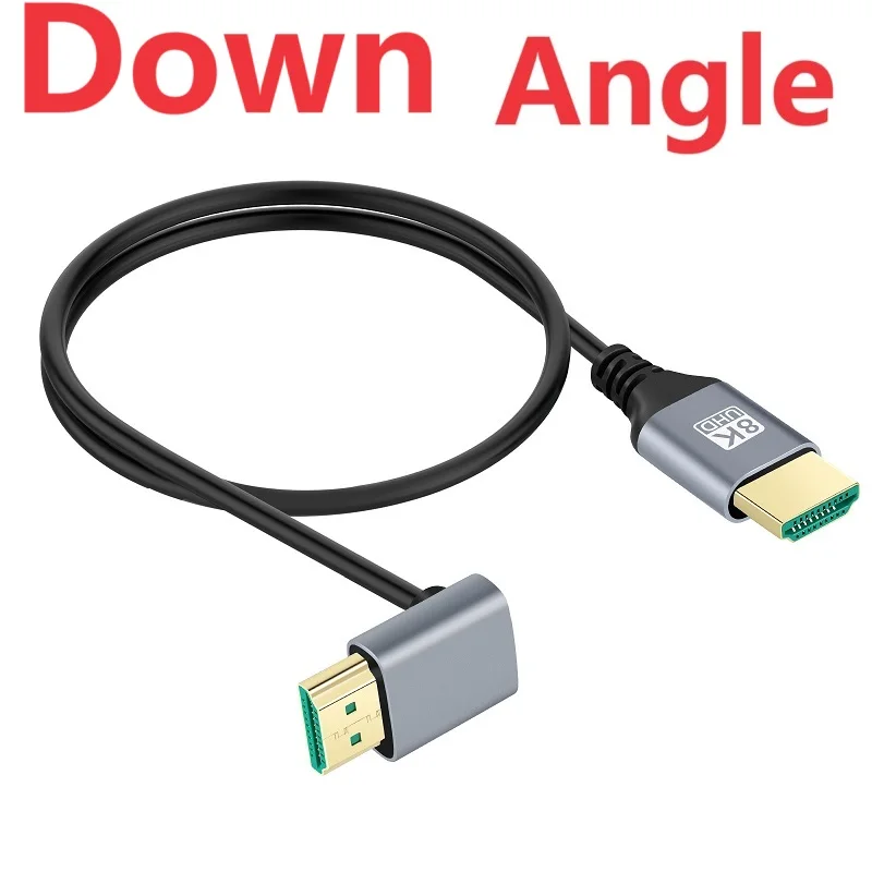 Kabel 8K HDMI 2.1V przewód z męskiego na męskie 90 stopni w lewo/w prawo/w górę/kąt nachylenia kabel 8K HDMI do telewizora HD projektor do laptopa