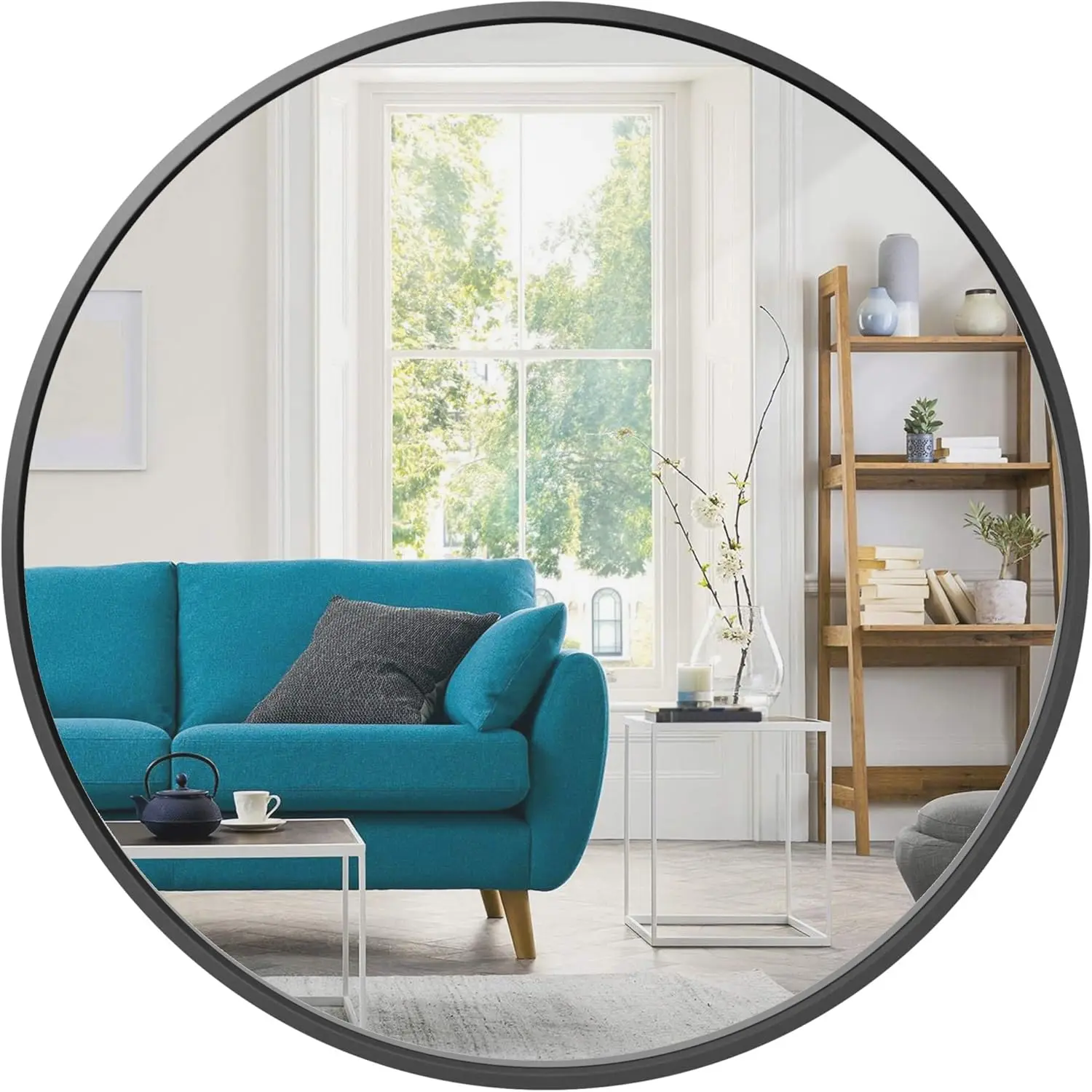 Best Choice Products 36in Framed Round Wall Mirror for Bathroom Vanity, Bedroom, Bathroom, Living Room,w/High Clarity Reflection