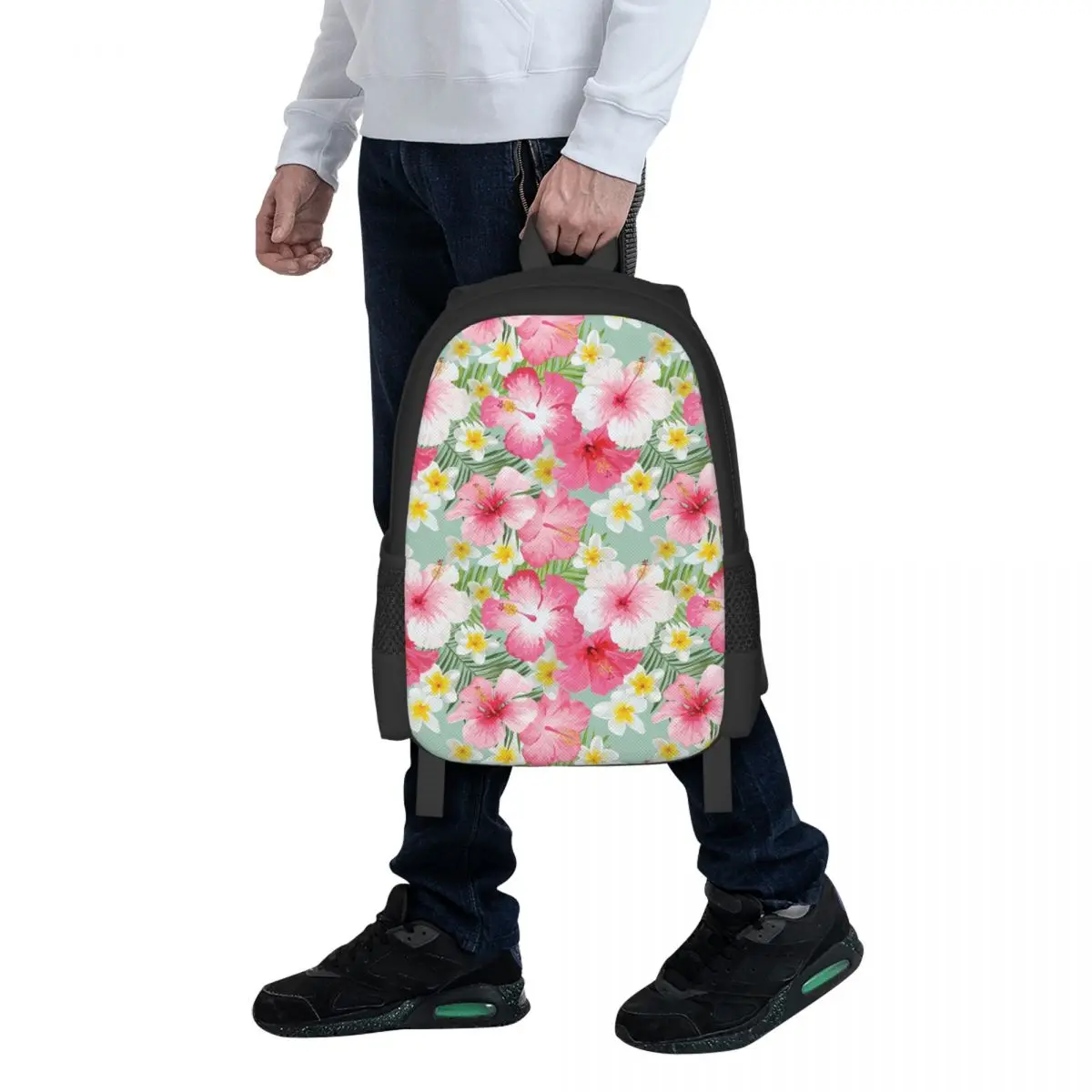 

Tropical Hibiscus And Plumeria Flowers Student Backpack School Bag Hiking Travel Daypack for Boys Girls Bookbag Shoulder Bags