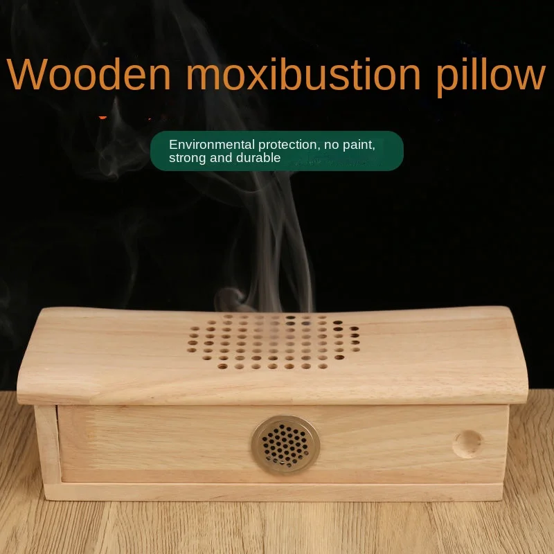 

Solid Wood Moxibustion Pillow Physiotherapy Cervical Vertebra Muscle Relax Relieve Fatigue Moxa Health Care Hot Compress Tool