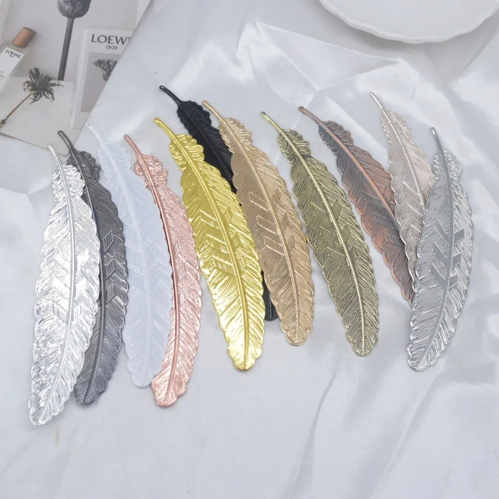 Retro Metal Feather Bookmark Ins Ethnic Style Feather Pendants Bookmark Creative DIY Handmade Bookmark Office School Supply