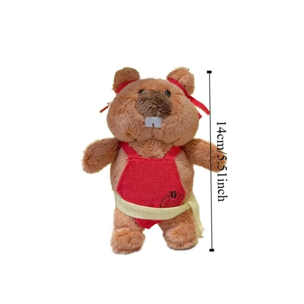 Cartoon Design Groundhog Plush Keychain Stuffed Doll Soft Texture Groundhog Backpack Doll Kawaii Lovely Plush Bag Pendant