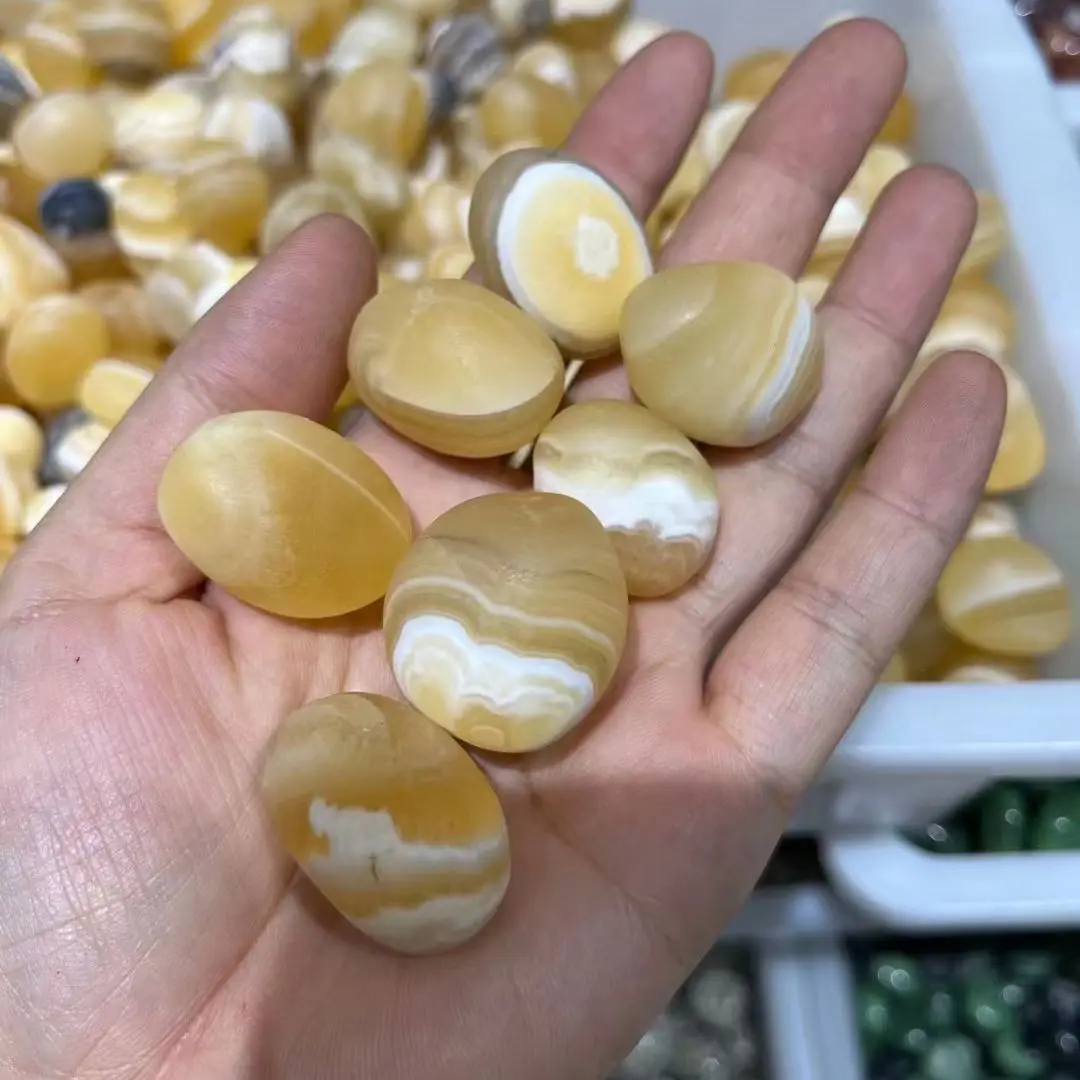 1000g/bag Natural Citrine Calcite Quartz Crystal tumbled gemstone polished crystal tumble stones for decoration size 20-30mm