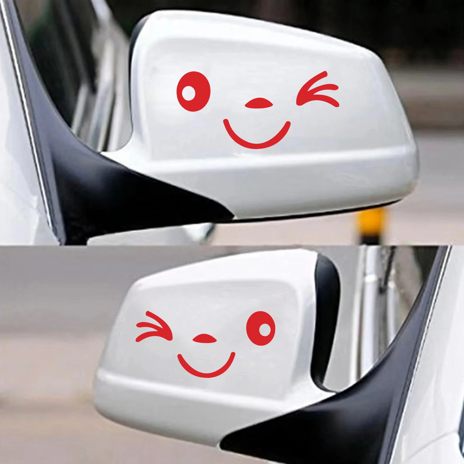 Autocollants de rétroviseur Smiley Face, 2 pièces/feuille, autocollants de rétroviseur de voiture mignons avec conception d'expression amusante