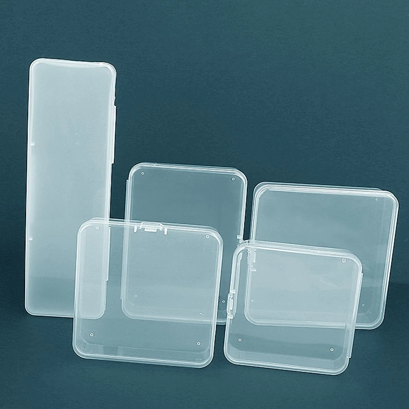 PP Transparent Flip Storage Box Rectangular Square Packaging Case Round Blister Organizer Container