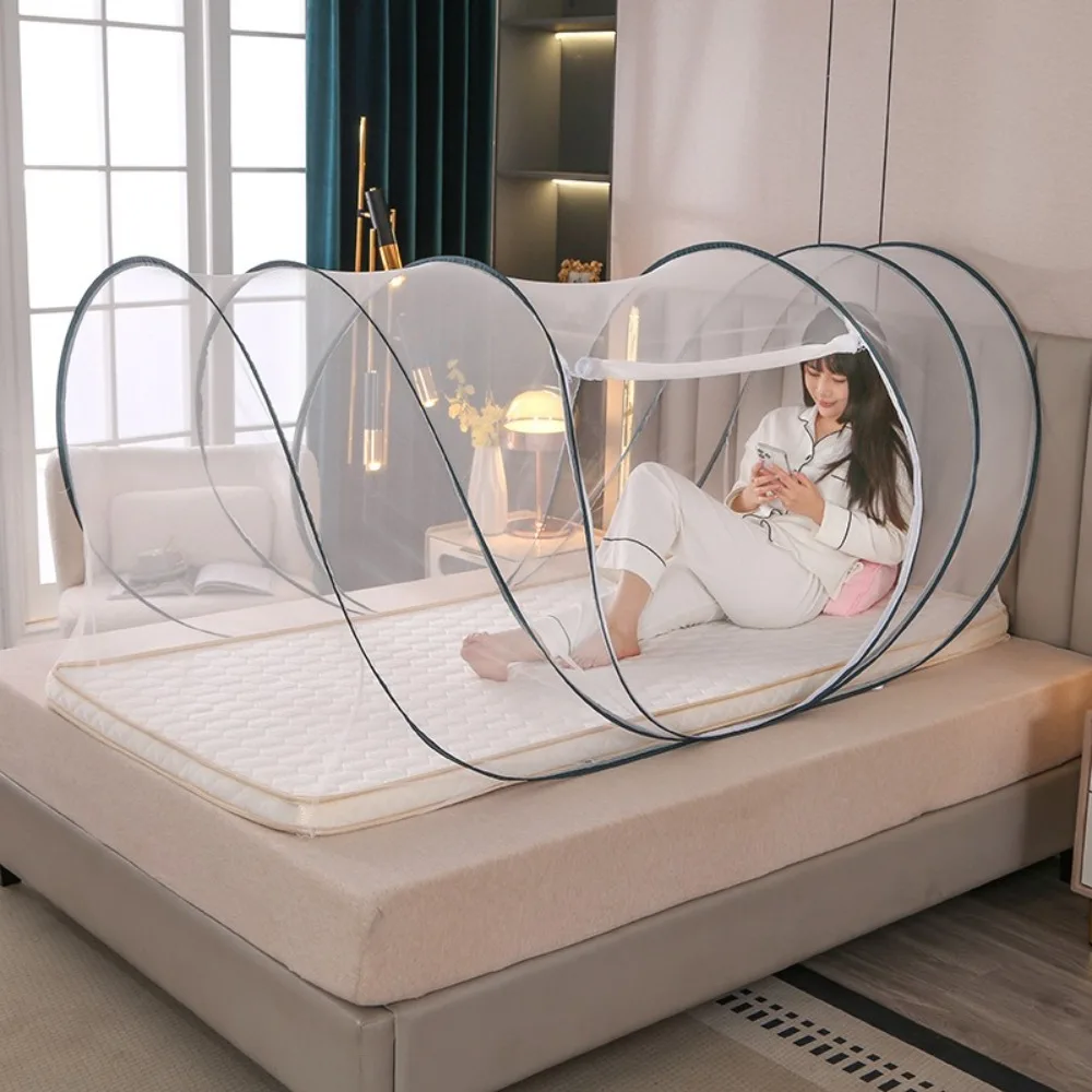 ناموسية للرحلات قابلة للطي مكافحة البعوض شبكة حشرات لنوم الرأس المحمولة ناموسية واحدة للسرير الصيف