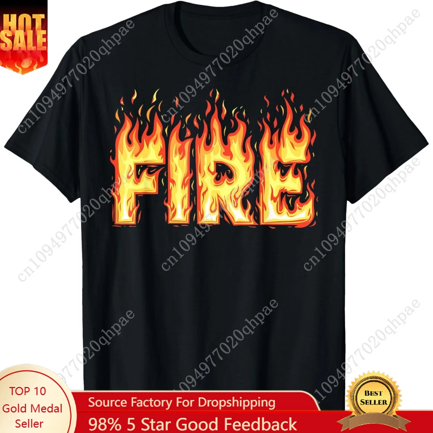 تي شيرت لهب النار للبالغين والأطفال والرجال والنساء زي النار والثلج