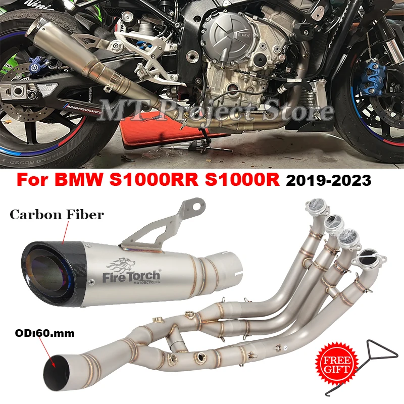 Slip On For BMW S1000R 2021 2022 2023 For S1000RR 2019 - 2023 Full Motocycle Exhaust System Front Link Pipe With Muffler Tube