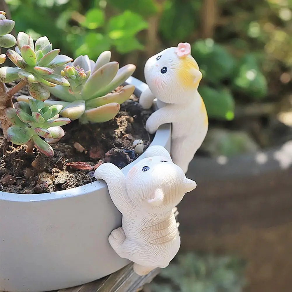 

Resin Cat Ornament Resin Cat Figurine Planter Pot Hanger for Bonsai Terrarium Edge Fairy Garden Decorations Miniature Hanging