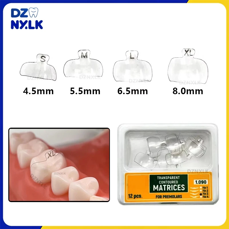

12Pcs Dental Transparent Matrix Bands NO.1.090 Sectional Contoured Polyester Matrices Matrix Refill Dental Lab Dentist Materials