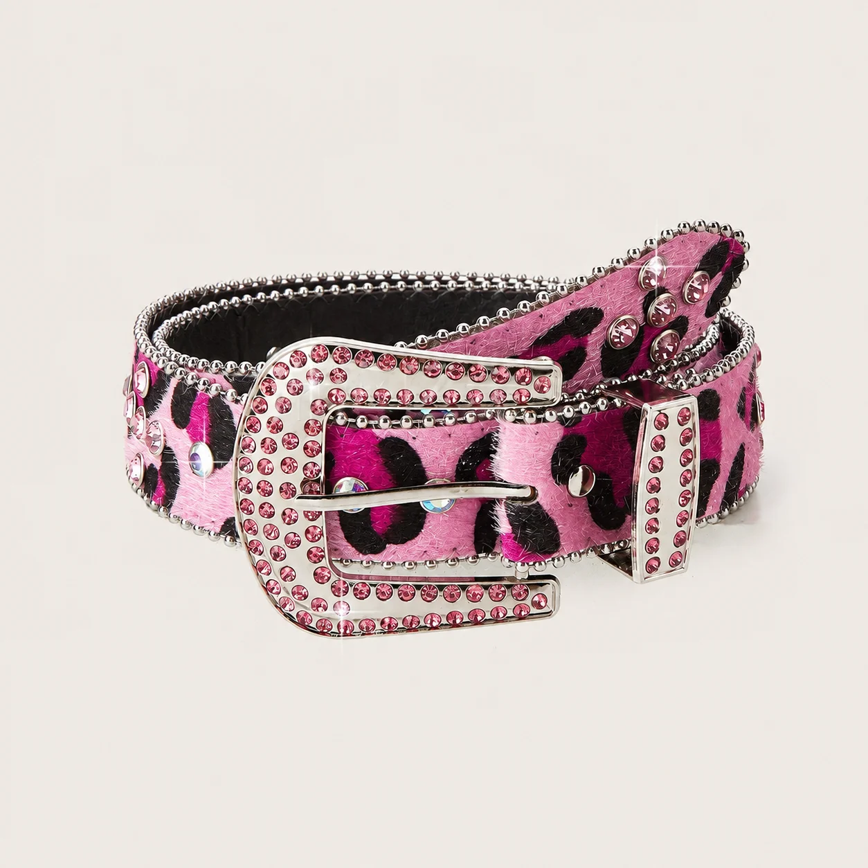 Pu Leather Belt Adjustable Rhinestone Buckle Belt Women'S Fashion Belt Decorative For Denim Shorts Daily Bottoms Daily Outings