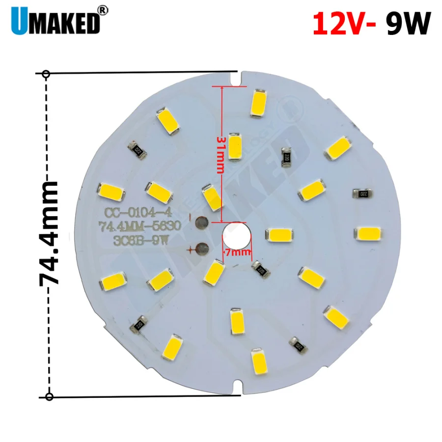 10pcs 12V 9W 74.4mm LED SMD5730 chip,led PCB with smd for bulb lamp lighting source aluminum plate base with led chip downlight