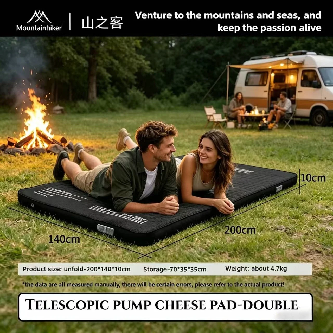 MOUNTAINHIKER Inflatable Mattress Upgrade Edition 10CM High Comes with Storage Bag Portable Camping Sleeping Pad Mat