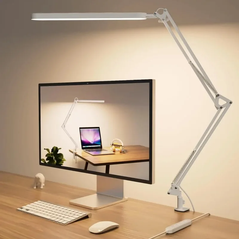 

Modern LED Desk Lamp Dimmable With Metal Flexible Swing Arm Work Lighting Table Lamp for Home Office White