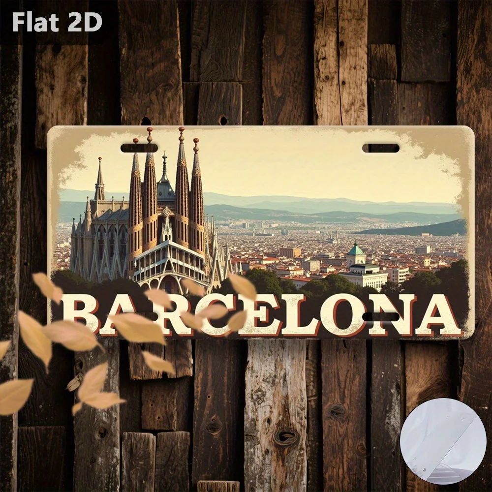 2D Flat, 1pc, Only for Decoration Decoration, Outdoor Signs& Wall Decor(30.48cm X 14.99cm), Barcelona Sagrada Familia, Spain, Re