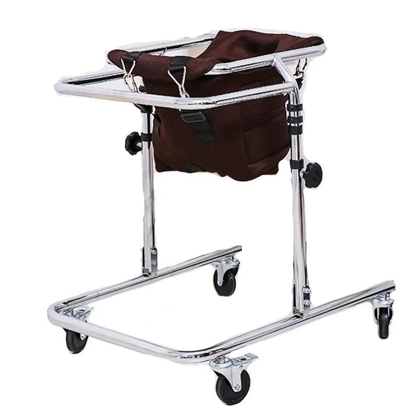 Stainless Steel Wheeled Walker Height Adjustable Child Walker Short Adult Elderly Trolley Disabled Walker