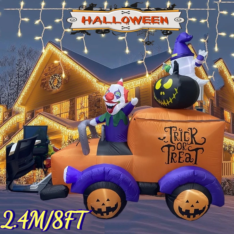 8FT هالوين نفخ اللعب مهرج شبح شاحنة المدمج في المصابيح هالوين مخيف لحديقة ساحة الطرف الديكور نفخ نموذج #2