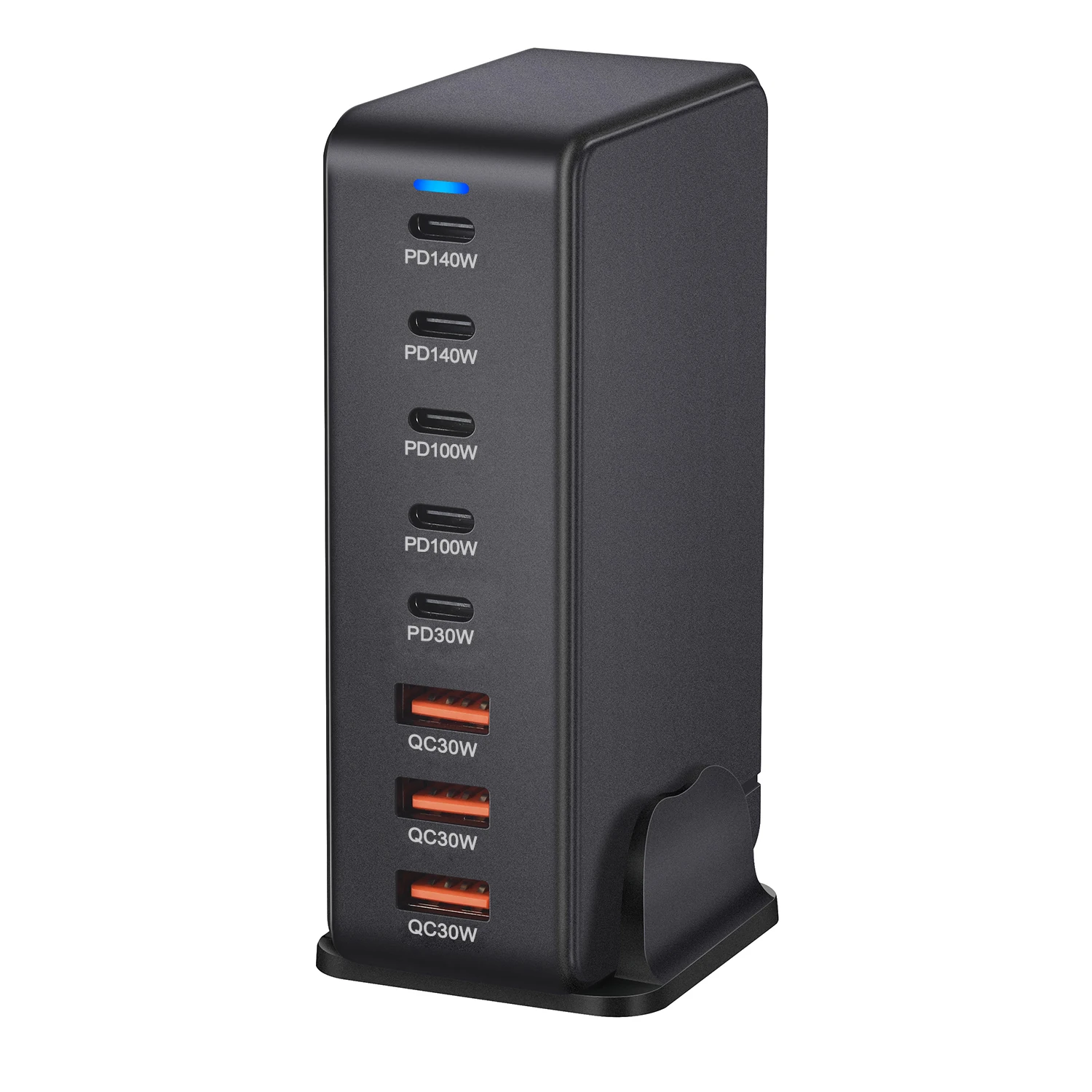 Stazione di ricarica da 600 W a 8 porte, adattatore di ricarica rapida USB C, caricabatterie intelligente ad alta velocità per iPhone, Xiaomi, Samsung, con indicatore LED