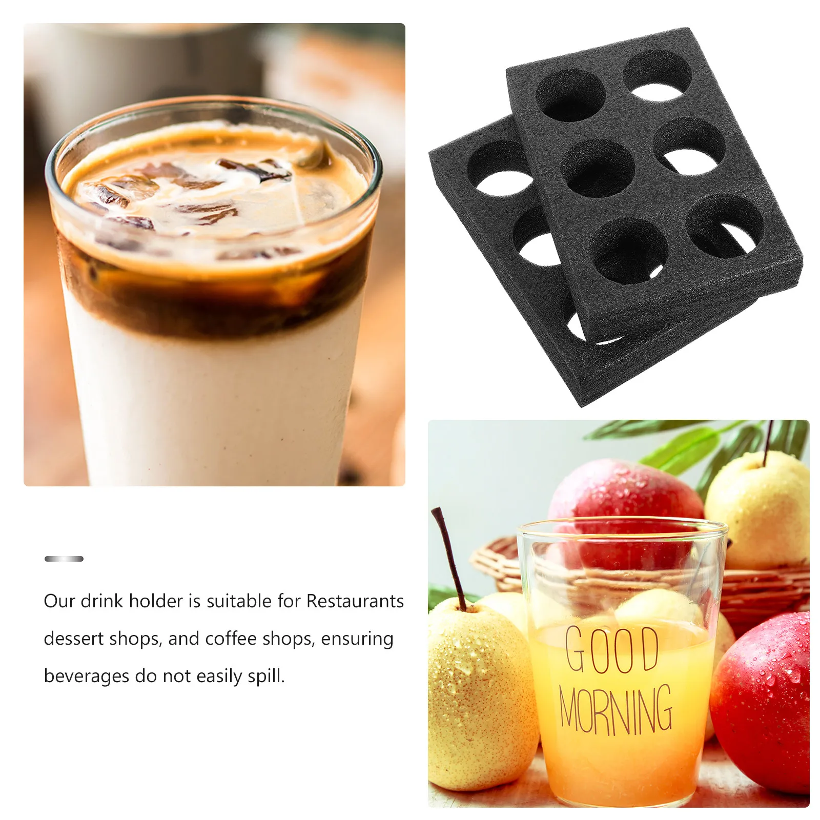 2Pcs Sponge Milk Tea Cup Holder Tray 6 Cup Capacity Shockproof Drink Carrier Takeout Beverage Packing Tool for Coffee Shops