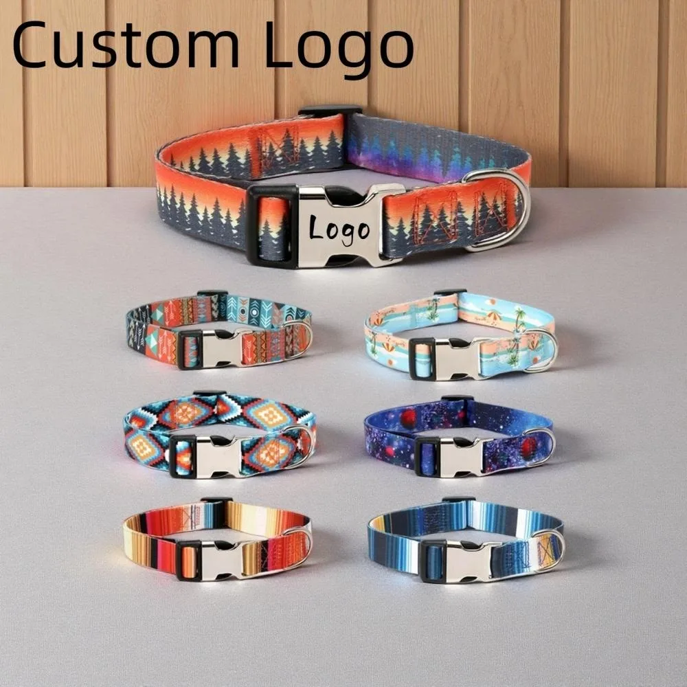 

Pet Collar Dog Rope Dog Collar Ethnic Style Striped Forest Pattern Collar Customizable Logo or Number Pet Gift