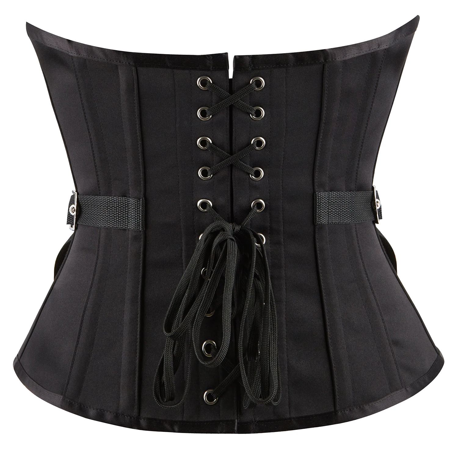 Black Punk Casual Style Underbust Corset Adjustable Multi-Button Waist Trainer Versatile Shaping Bustier for Women