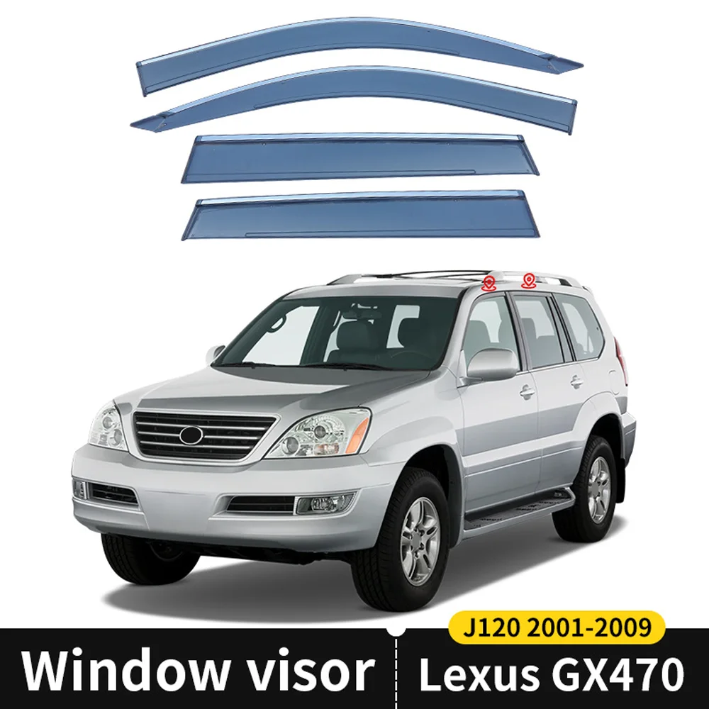 

Chrome Strips Rain Guards for LEXUS GX470 2001-2009 Window Visor Wind Deflectors Door Visor Vent Shades Ventvisor