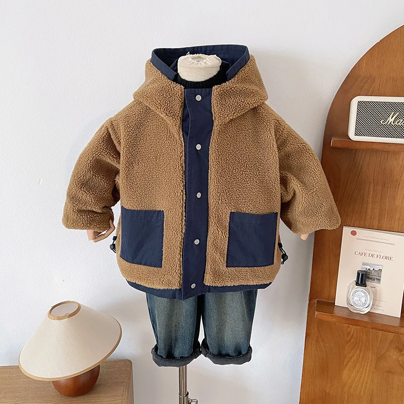 

Детская одежда, зимние пальто, новое стеганое и плотное двустороннее пальто в корейском стиле, модный дизайн, теплое универсальное и подходящее пальто