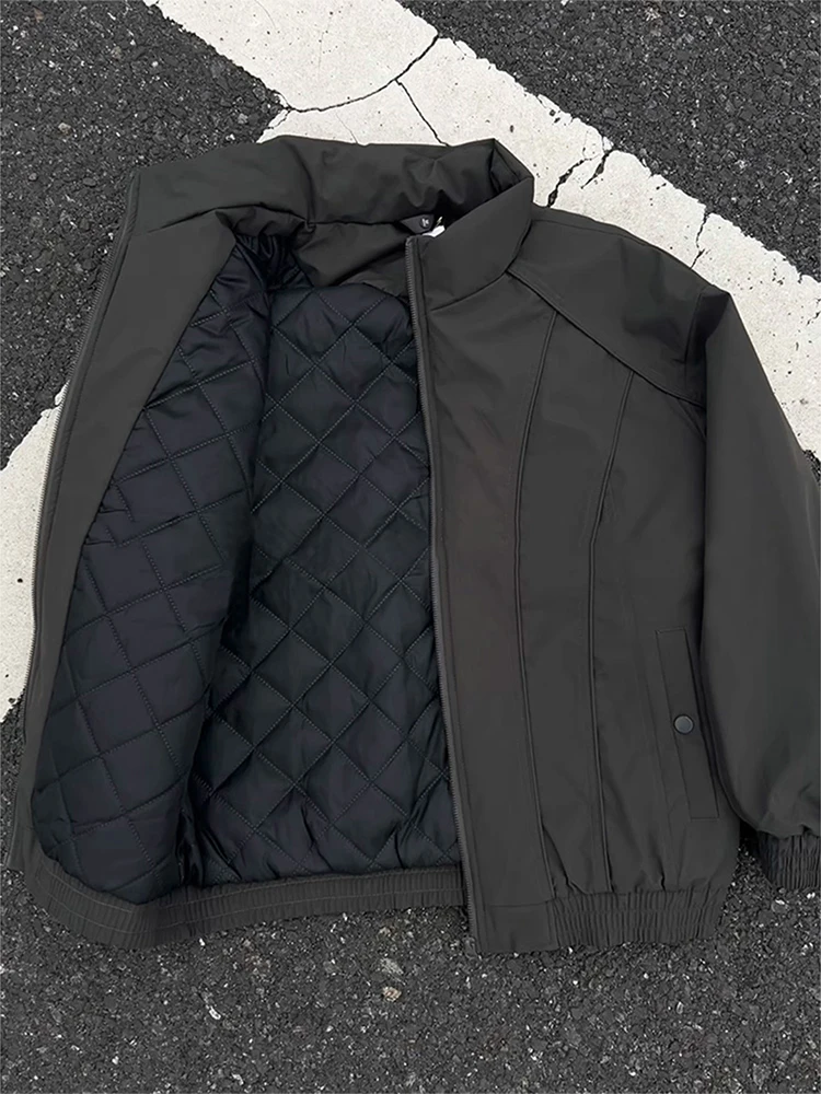 

Мужская зимняя куртка American Style Casual из утолщенного хлопка с эффектом снежной горы, высококачественное хлопковое пальто с воротником-стойкой, ветрозащитное.