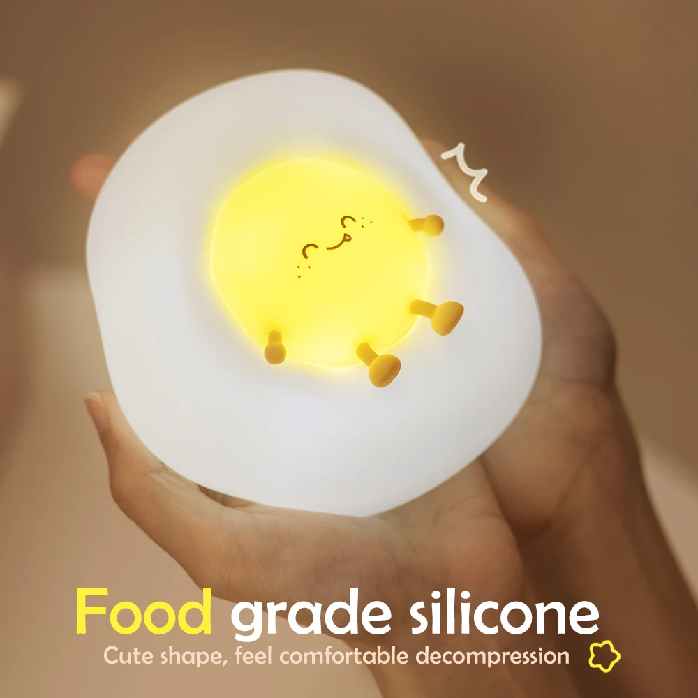 Lovely Egg Night Light With Timing Function USB Rechargeable Bedside Bedroom Pat Sleeping Lamp For Christmas Gifts