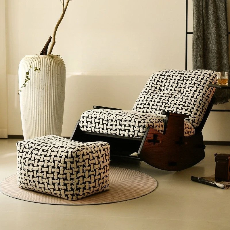 Black balcony solid wood lazy rocking chair sofa home leisure antique rocking chair reclining chair can sleep