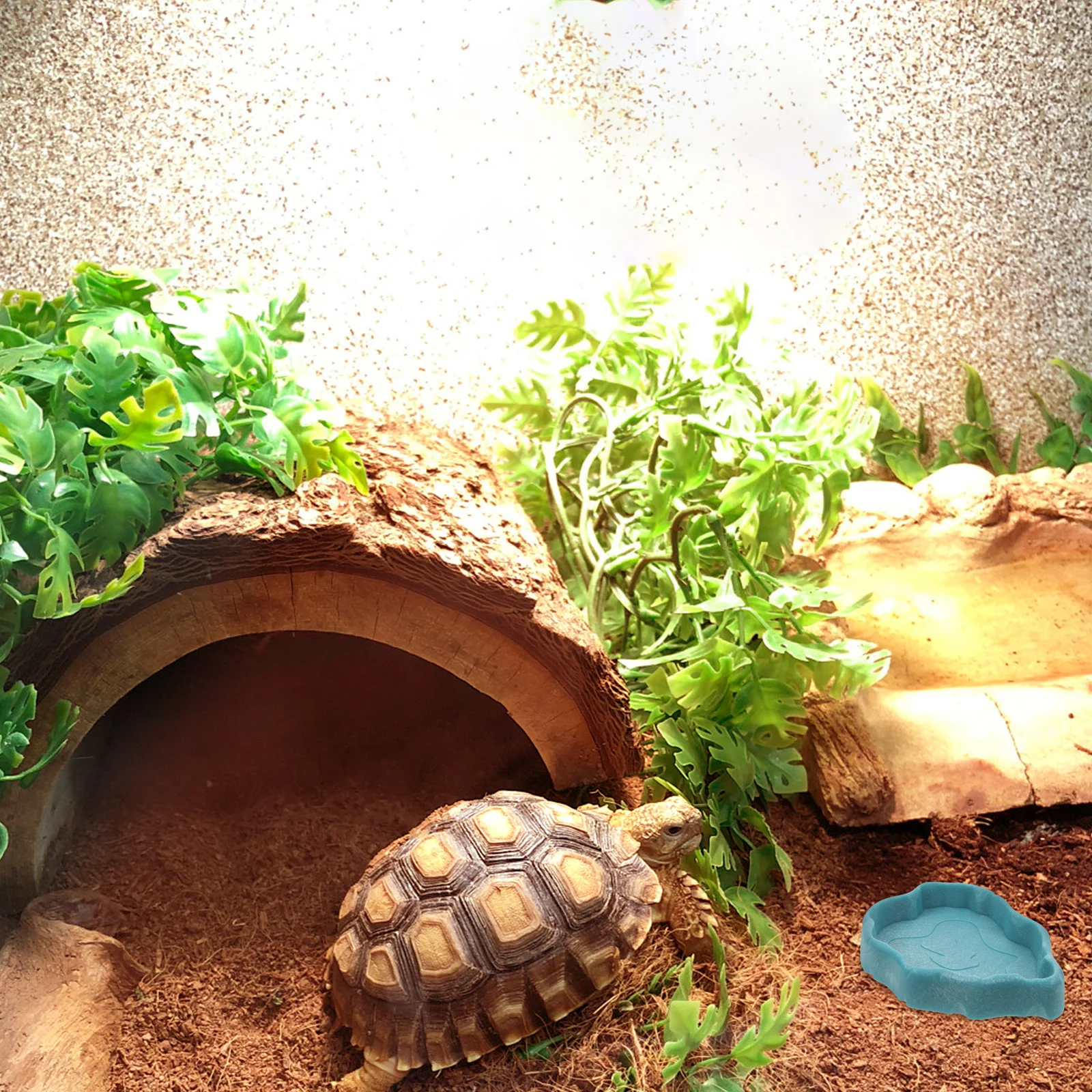 

Reptile Food Water Bowl Resin Turtle Feeder Plate Splash Proof Gecko Drinking Dish For Lizard Bearded Dragon Snake