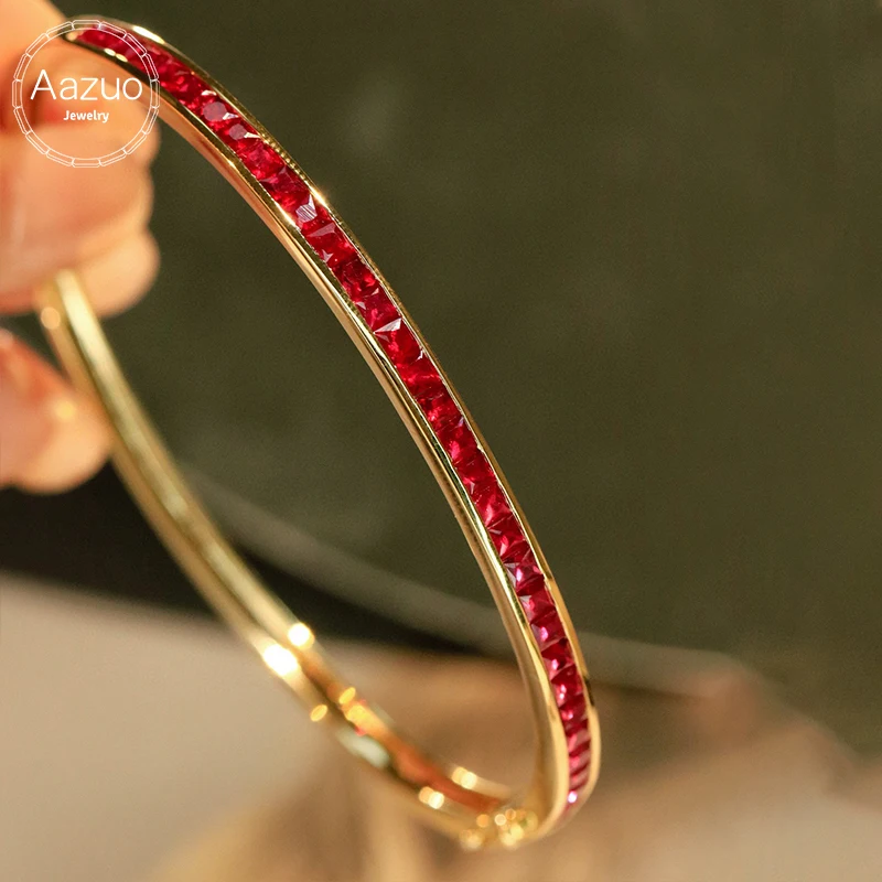 

Aazuo ювелирные изделия из желтого золота 18 карат с натуральным рубином принцессы, роскошный комплект ювелирных изделий, оригинальные браслеты, подарок для женщин, свадебная вечеринка Au750