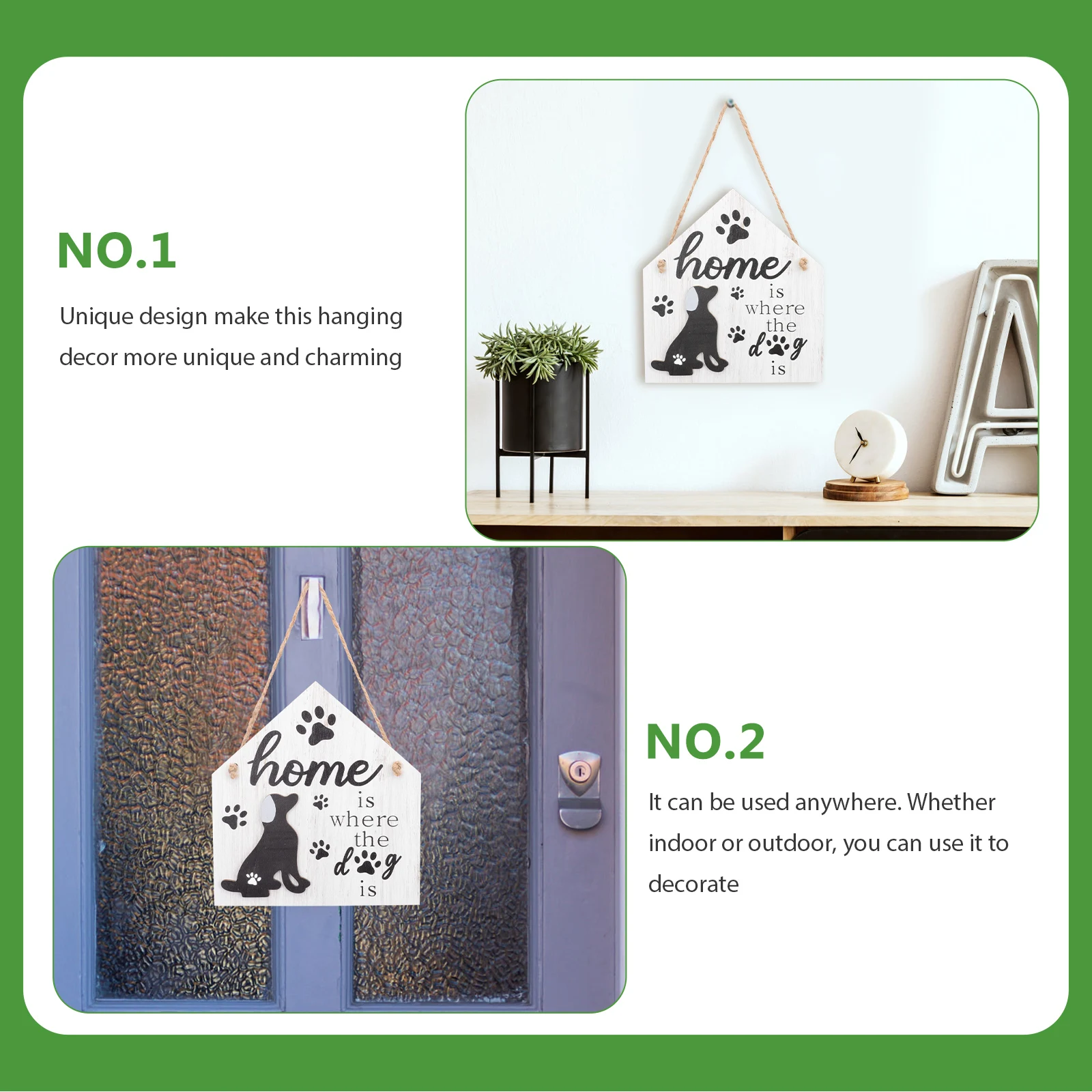 

Rustic Wooden Dog Pattern Doorplate Hanging Decor Home Wall Pendant Decorative Sign for Store Wedding Party Office