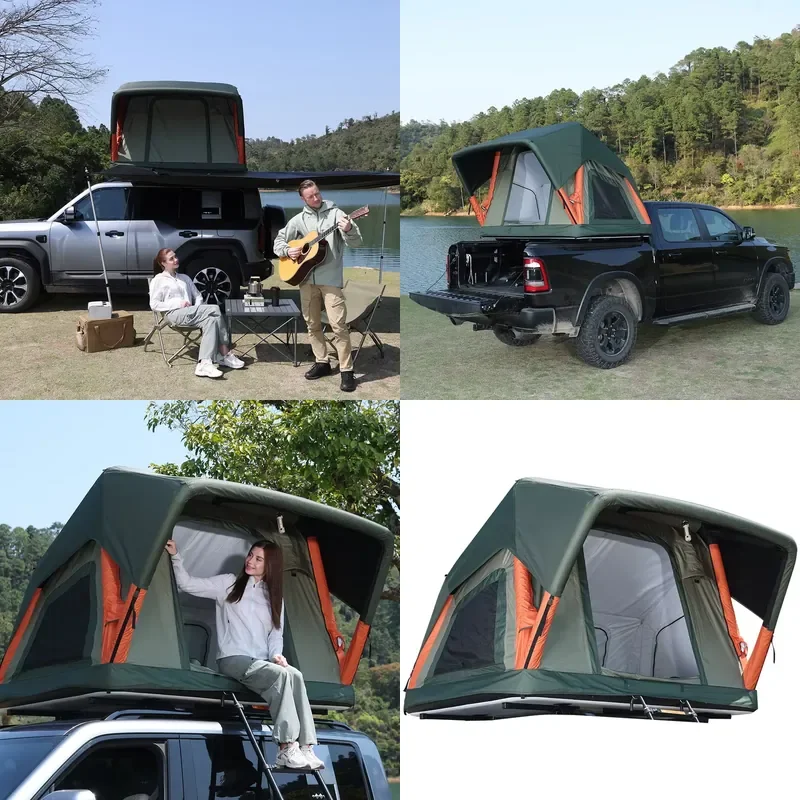 SUV Outdoor Inflatable Roof Tent Free Build Fully Automatic Lightweight Quick Opening Camping Rainproof Sunscreen Four-Season