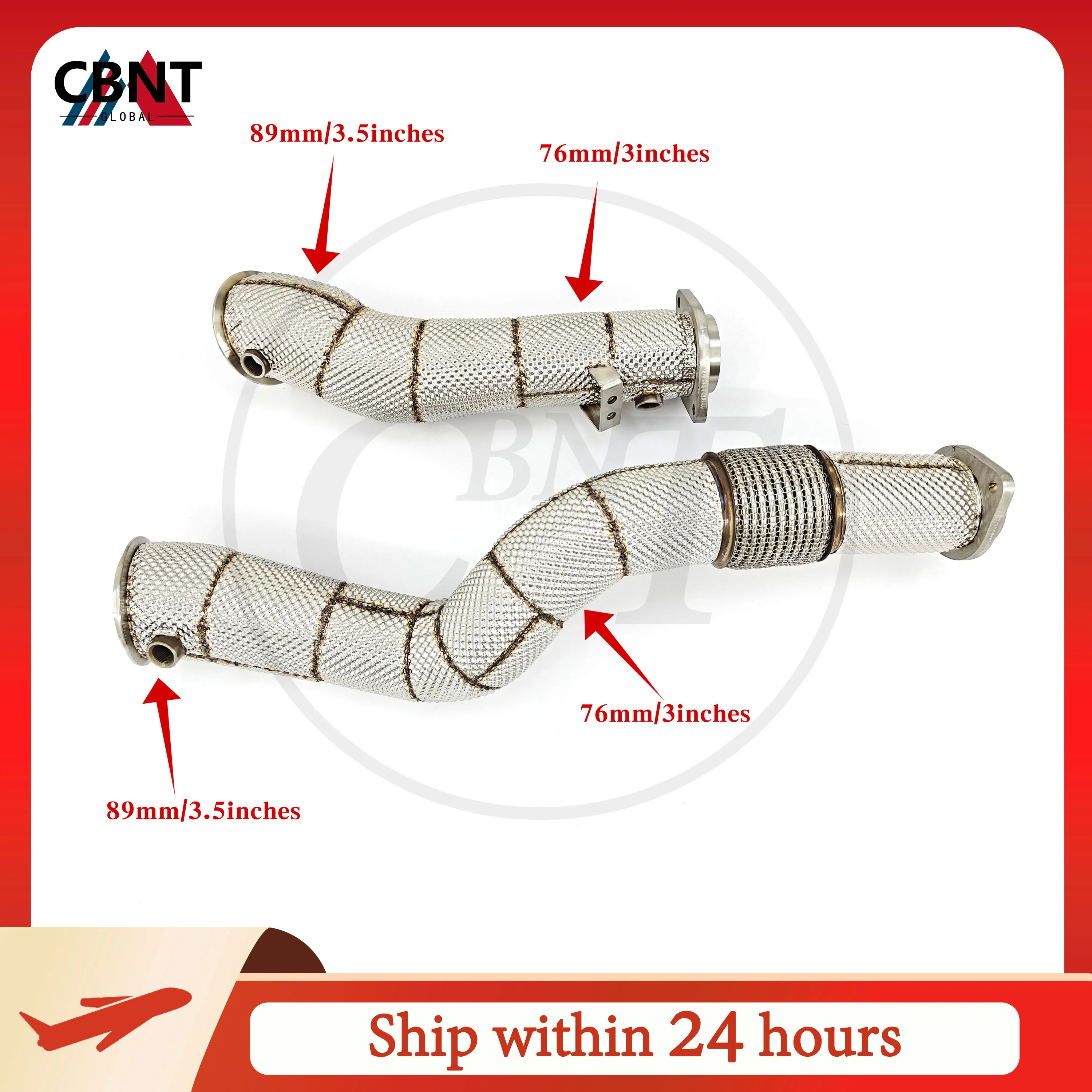 

CBNT Exhaust Systems Downpipe with Heat Shield for G80 M3 G82 M4 G87 M2 S58 3.0T High Performance SS304 Exhaust Header