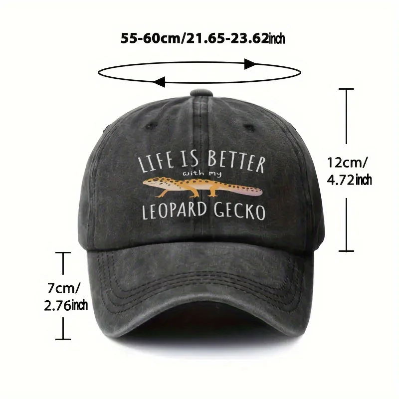 Leopard Gecko Print Baseball Cap Adjustable Unisex Sun Hat for Casual Daily Wear
