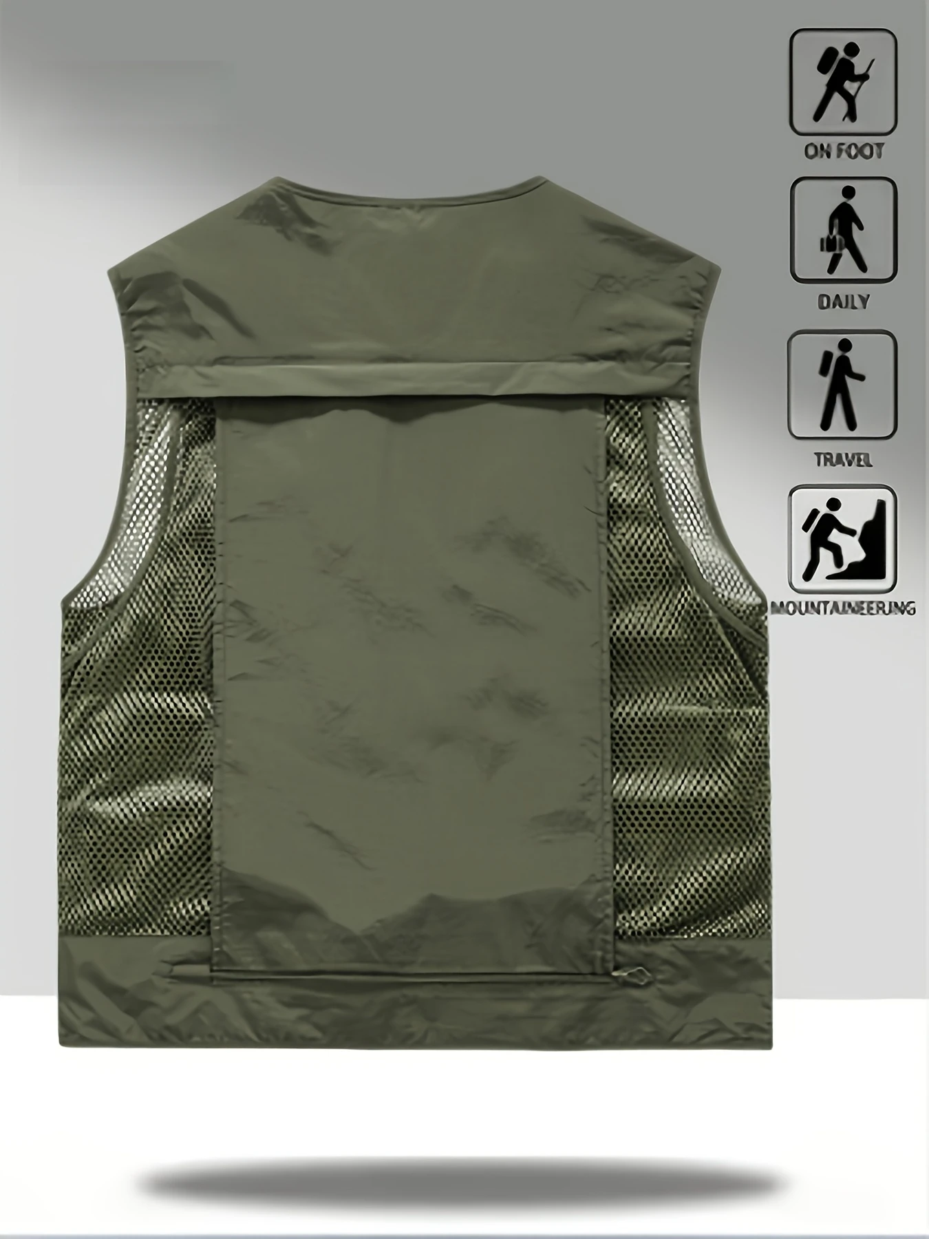 Tanktops für Männer, Unterhemden, Kleidung für Herren zum Angeln, 2er-Pack, Sommermode für Männer, Weste mit Reißverschluss und V-Ausschnitt, Herren- und Damenweste mit mehreren Taschen, Y2k – Detail 3