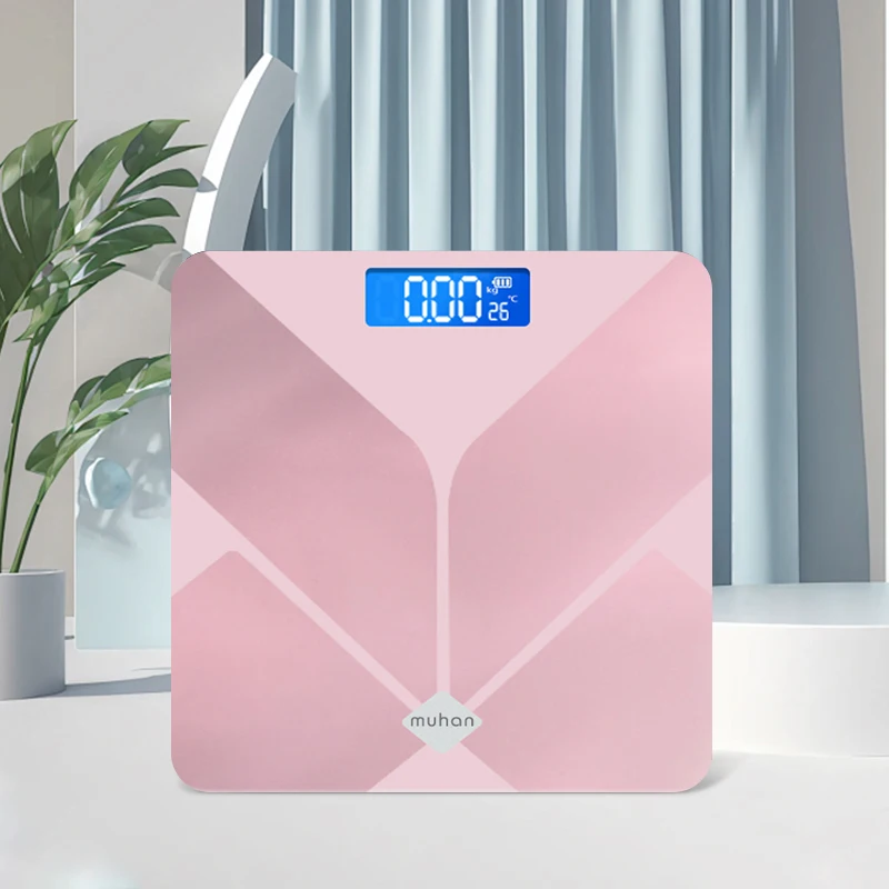 

Pink Digital Bathroom Scale for Body Weight, Smart Scale with LCD display, temperature display, 396 lb(without battery)