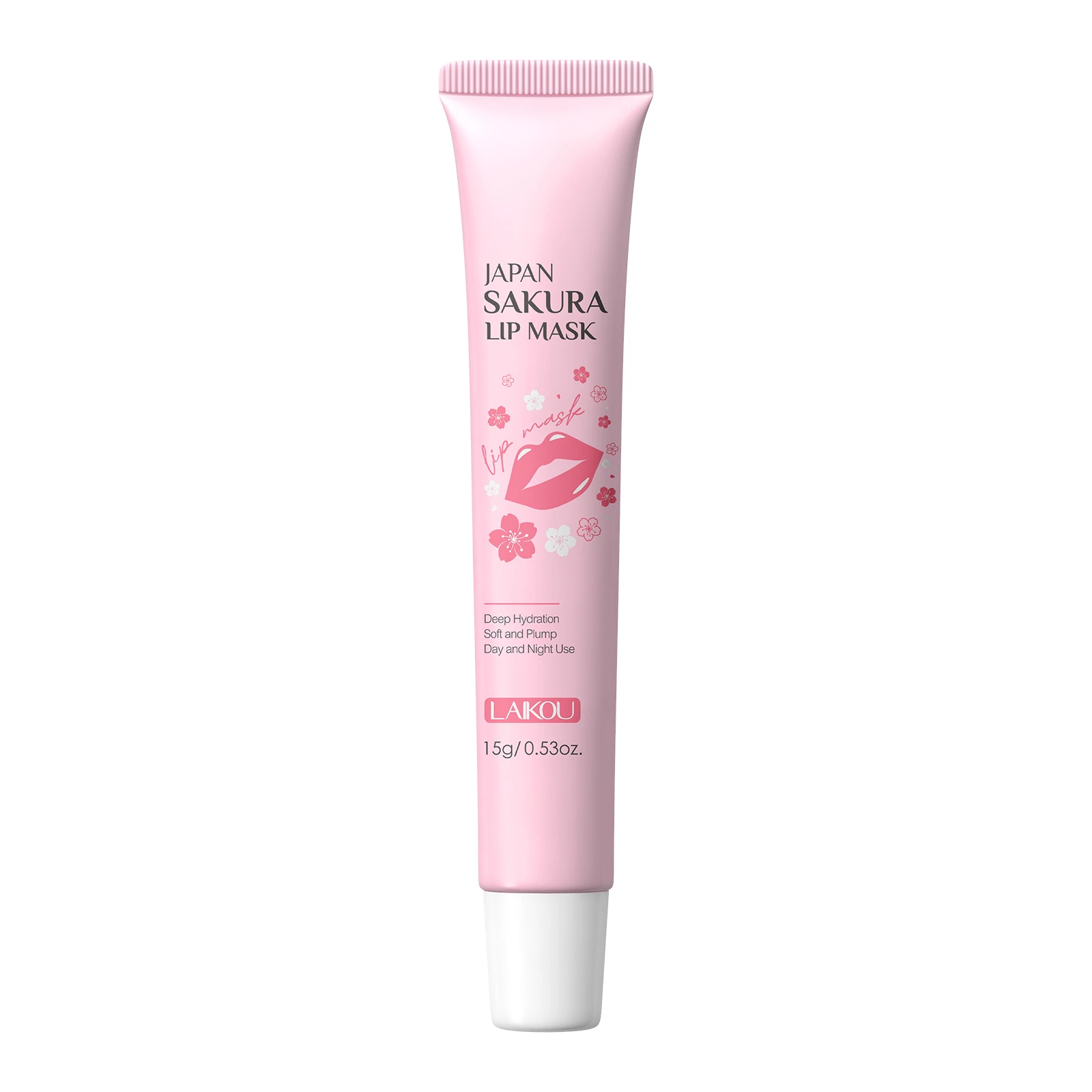 

LAIKOU Sakura Lip Mask, Night Treatment Moisturizing Lip Care for Dry Cracked Lips, Plumping Hydrating Lip Balm Tube 15g
