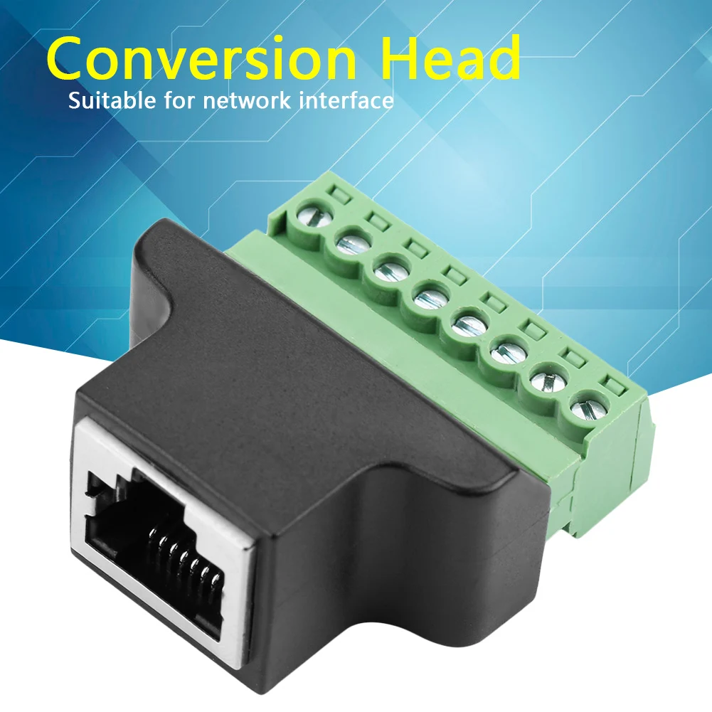 RJ45 Female Conversion Head Ethernet RJ45 Female To Screw Terminal 8 Pin CCTV Digital DVR Adapter Connector Conversion Head