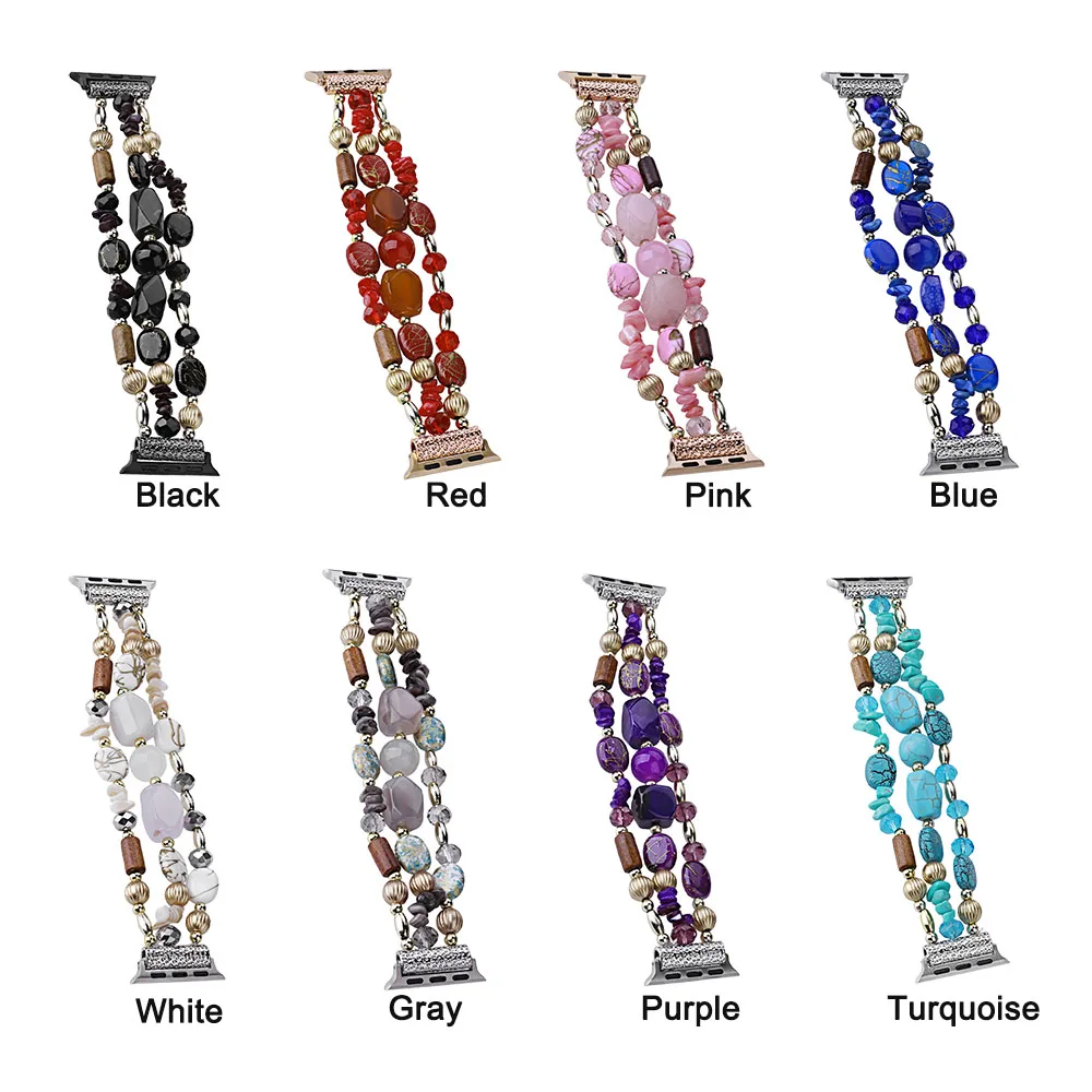 Beaded Bracelet for Apple Watch Band for Women 38mm 40mm 41mm 42mm 44mm 45mm Fashion Handmade Elastic Stretch Strap for iWatch