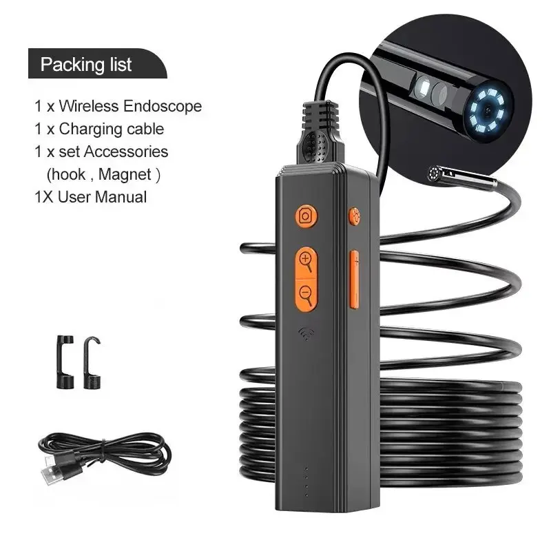 Endoskop 6,4 mm 4,3' HD 1080P Inspektionskamera mit Bildschirm und 6 Lichtquellen, flexibler Schlangenendoskop für Kfz- und HVAC-Anwendungen