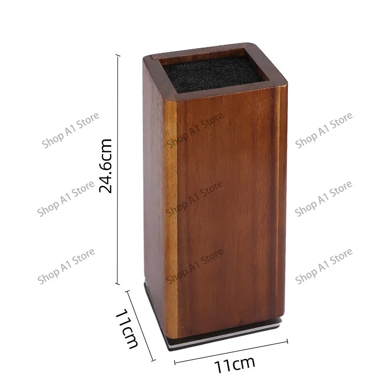360 Degree Rotatable Solid Wood Magnetic Knife Holder, PP Wire Free Insert Knife Block, Kitchen Cutlery Storage Rack