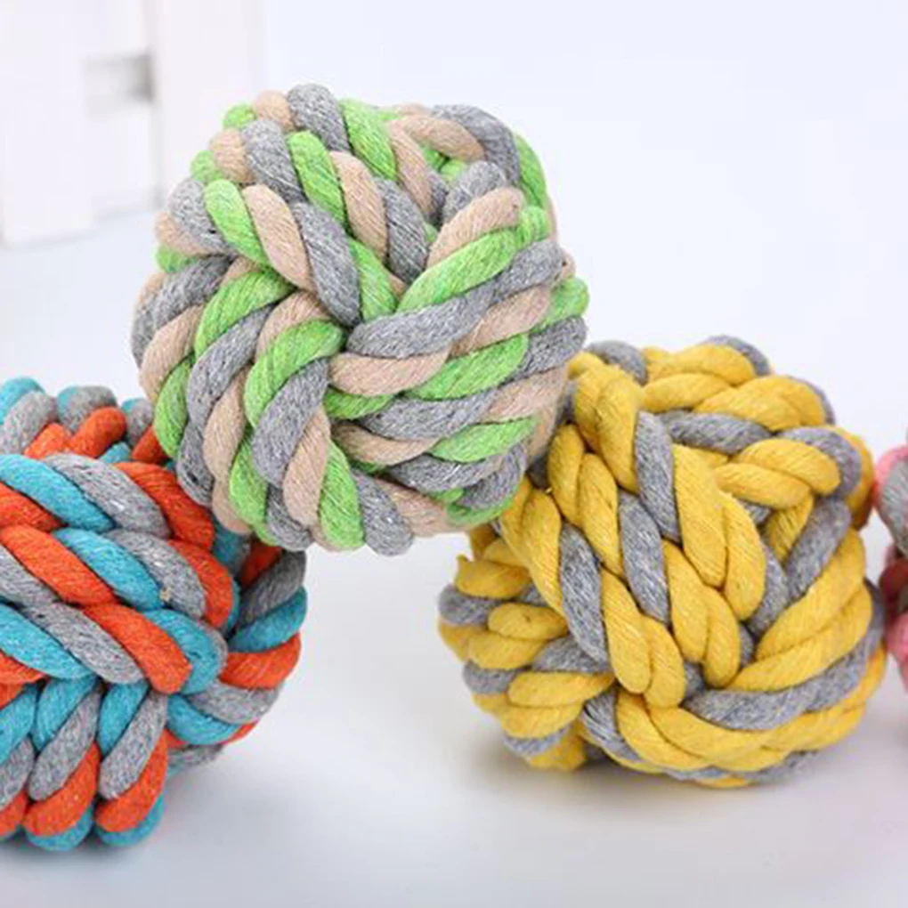 6 5cm Medium Size Pet Dog Braided Cotton Rope Knot Ball Chew Toys Teeth Cleaning Ball Random Color