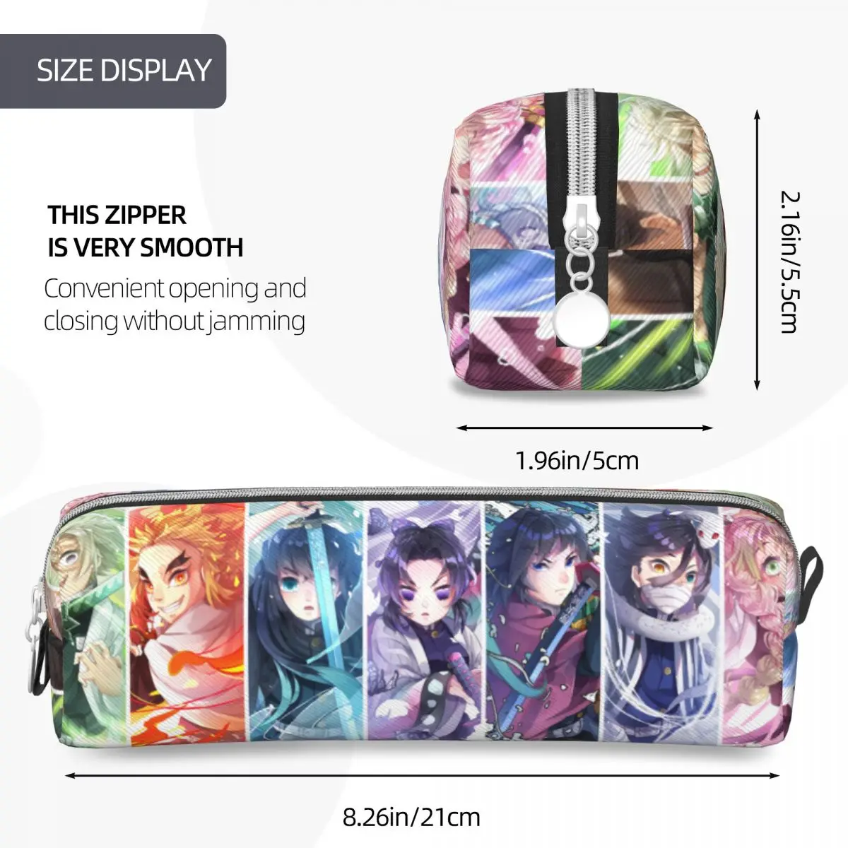 Imagem -04 - Demônio Slayer Kamado Nezuko Lápis Case Grande Capacidade Pencil Pouch Pen Box para Estudante Escritório Papelaria Zipper Kochou Shinobu