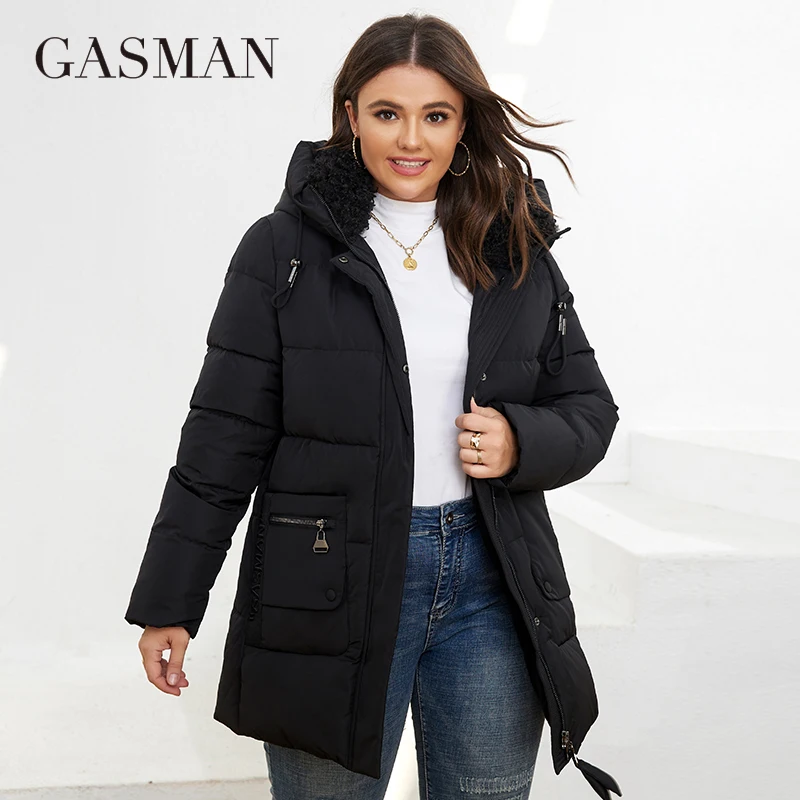 GASMAN 2022 Fashion Down Jacket Women\'s Plus Size Short Casual Hooded Pocket Parkas Women Female Coat Outwear GM-82211